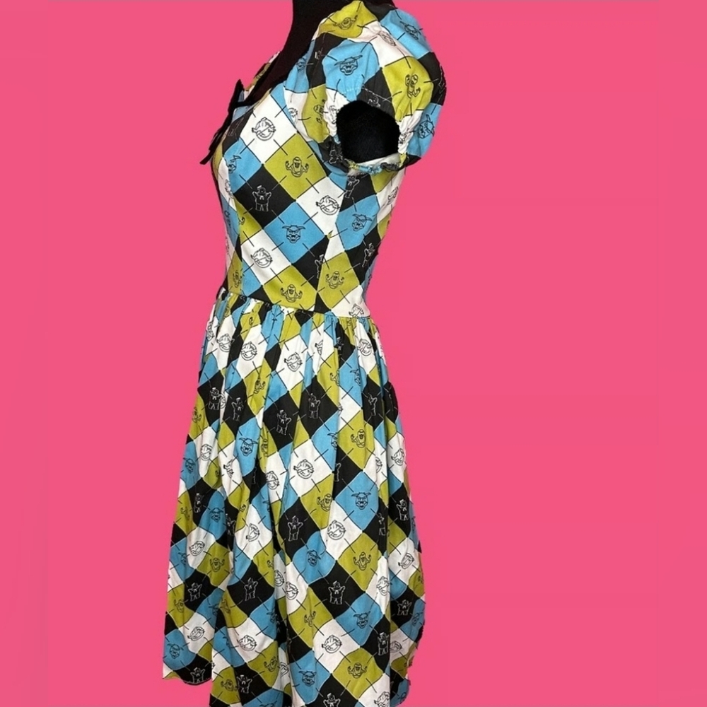 💙🤍NWT Vixen By Micheline Pitt Ghostbusters Swing Dress Pinup Dress 💚🖤 - Picture 2 of 10